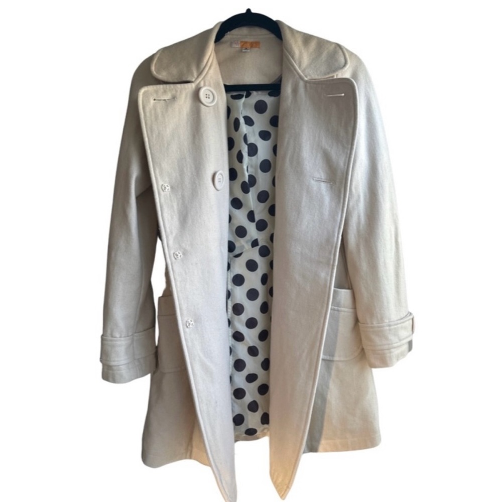 Tulle Ivory Wool Pea Coat - Picture 2 of 8